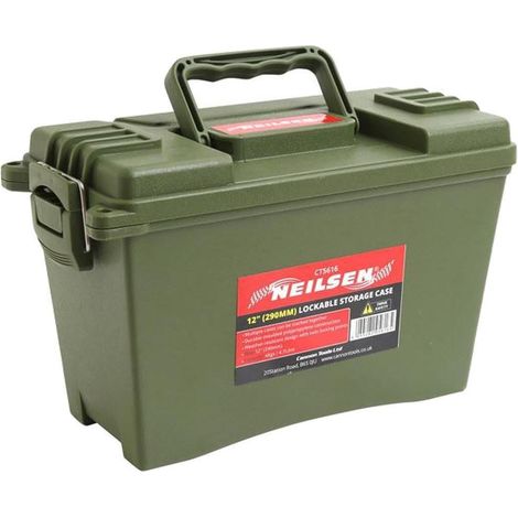Neilsen 12" Tool Box Handle Storage Plastic Case Lockable Storage Workshop Green