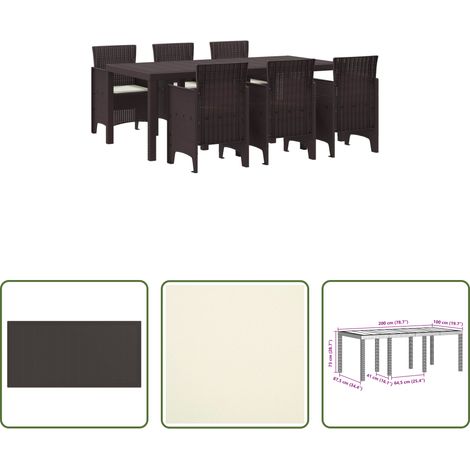 Garten Tisch - Garten Essgruppe 7 pcs Braun Polypropylen (1/5)