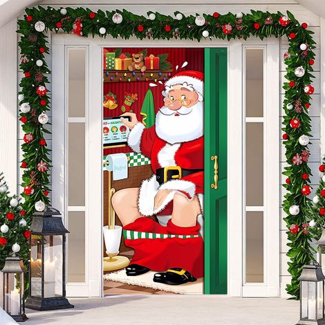 Nouvelle décoration de porte adhésive pour Noël, tissu à suspendre, toile de fond pour décoration de fête, tapisserie pour porte de chambre, largeur de porte - SDMT-020 - 110180cm