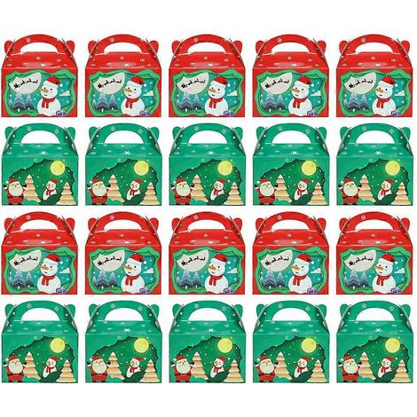 20 boîtes de rangement pour biscuits et bonbons de Noël (rouge, vert)-16.50X15.50X9.00CM