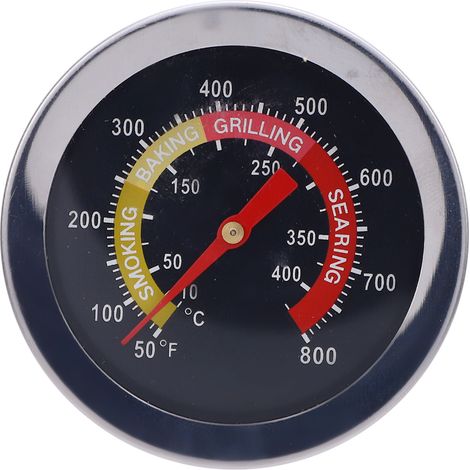 Thermomètre de 52 mm pour barbecue, plage de mesure 50-800 °F, en acier inoxydable, analogique, pour four. (1/5)