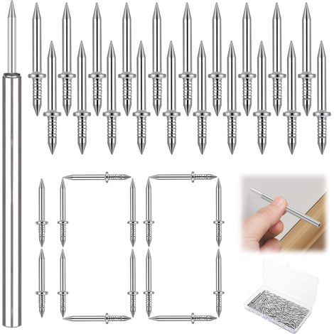 Lot de 100 clous à double tête pour plinthe avec outil de pose, idéal pour les plinthes et les vis de sécurité invisibles. (1/5)