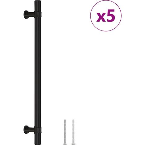 vidaXL Tiradores para armarios 5 uds acero inoxidable negro 192 mm (1/2)