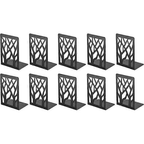 Lot de 10 serre-livres en métal - Serre-livres pour étagèressupports de livres pour bureaunoir. (1/5)
