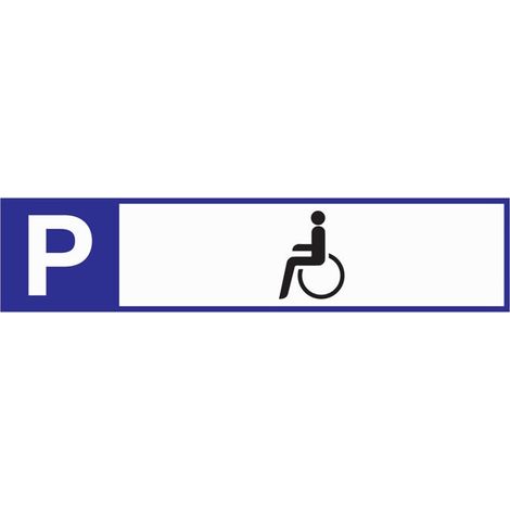 Señalización de aparcamiento para minusválidos L460xW110mm aluminio blanco / azul / negro