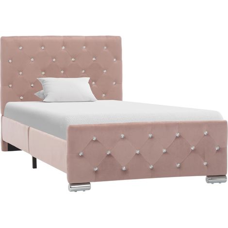 Lit adulte Contemporain Cadre de lit Rose Tissu 90 x 200 cm 83835 (1/5)