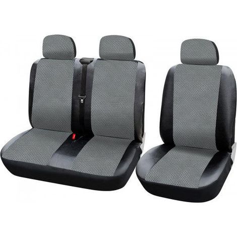Fundas de asiento para furgoneta 2 + 1 protectores poliéster gris y negro 190001023 (1/2)