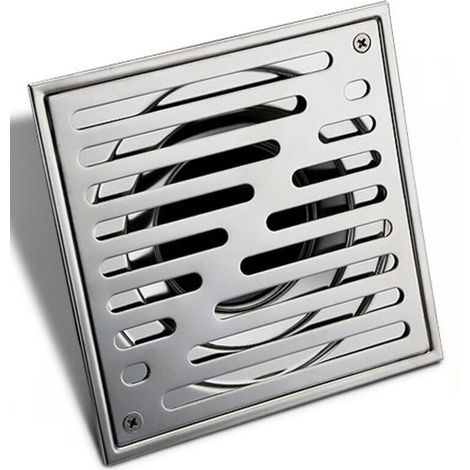 Desagüe de suelo cuadrado de acero inoxidable, antiolores, para ducha, de gran diámetro, 150 x 150 mm (1/4)
