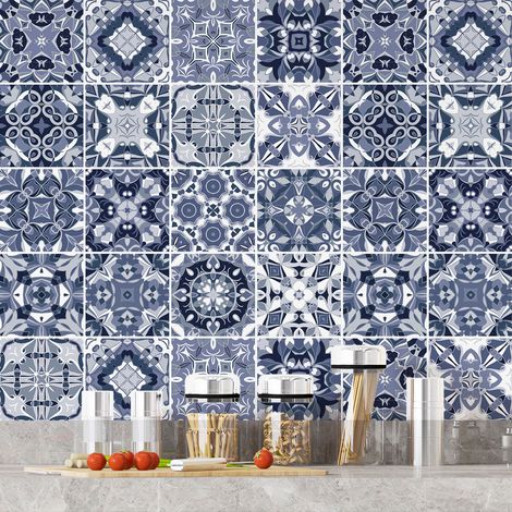 Stickers carrelage - Motif carreaux de ciment - 36 Stickers 20x20 cm - Adhésif MAT (1/3)