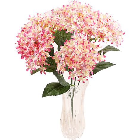 Fleurs D Hortensia Artificielles - Bouquet Simulation En Plastique Feutre - Décoration Vase Maison Bureau Fête - Lot De 1 (1/2)