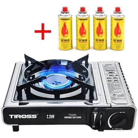 Fornello da campeggio + GAS x 4 pz. TS-265 PICNIC CAMPEGGIO ALL'APERTO