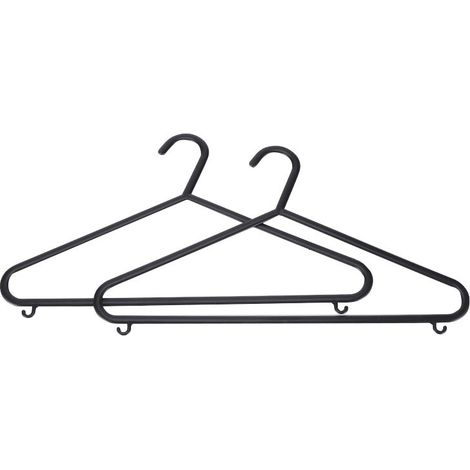 Lot de 50 cintres avec barres et crochets pour pantalons, antidérapants et non marquants, noirs (1/5)