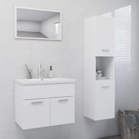 Meuble de salle de bain Mobilier de salle de bain - Blanc Aggloméré BV825321 - BonneVie (1/5)