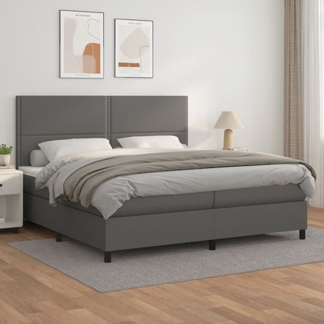 Boxspringbett mit Matratze Grau 200x200 cm Kunstleder (1/5)