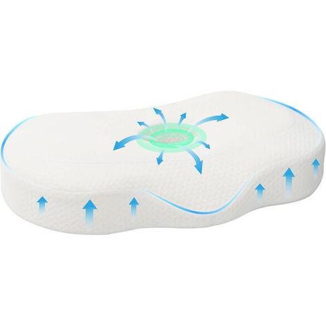 Oreiller cervical, blanc uni, 53 x 35 x 11 cm