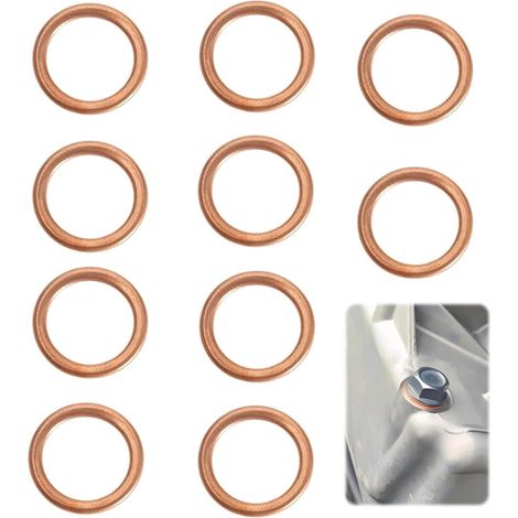 10Pcs Joint Vidange Voiture pour 15, Joint Bouchon Vidange 7703062062 11137546275 16430 31338 7546275 4404724, Joint Cuivre Vidange 16 x 22 x 2mm (1/5)