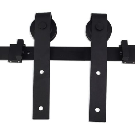 Wolketon Pista para Puerta de Granero Herrajes para Puerta Corredera Sistema de Puerta de Granero para Puerta Corredera Perforación Acero al Carbono 200cm