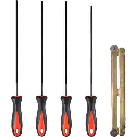 4 Pièces Lime Tronconneuse, 3.2/4.0/4.8/5.2mm pour Chaine de Ronde Affutage Tronconneuse avec Poignée - (1/5)