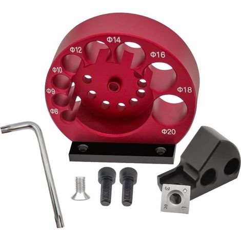Gabarit de Fabrication de Tourillon Réglable pour Perceuse 8mm-20mm avec Lames en Carbure Outil Auxiliaire de Tournage Électrique en Bois pour Perceuse Milling Dowel Noir et Rouge (1/5)