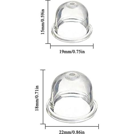 12 Stück Vergaser-Primerpumpen-Ballon 19 mm und 22 mm, Vergaserzubehör für Freischneider, Kettensäge, Laubbläser, Rasenmäher (1/3)