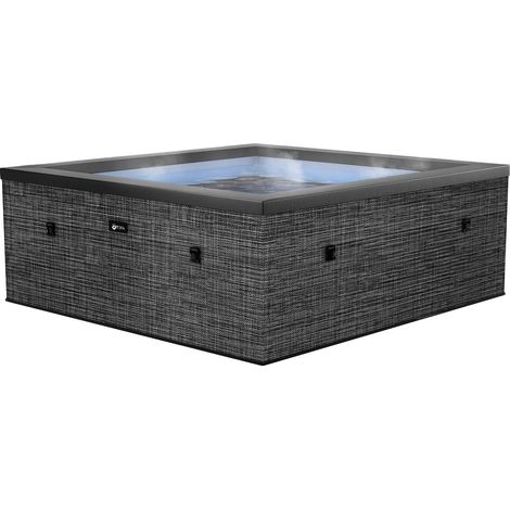 Piscina Spa Vasca Semi-Rigida 180x180x70 cm 6 Posti Riscaldamento Integrato Struttura in Schiuma NetSpa Celestia Grigio Screziato (1/5)