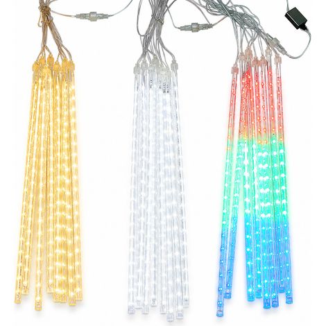 Guirlande LED Pluie de Météores Bleue USB, 8 Tubes, Décoration de Noël Extérieure Résistante à la Pluie (1/5)