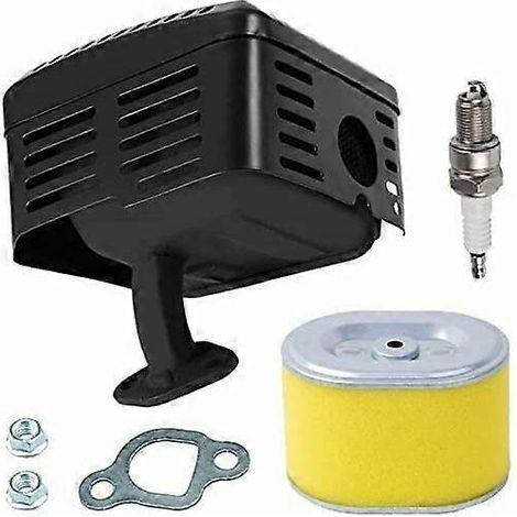 Kit d'échappement avec silencieux pour moteurs Honda GX160, GX200, GX110, GX120, GX140 et GX 160 (5 CV, 5,5 CV et 6,5 CV), comprenant filtre à air et bougie d'allumage. (1/4)