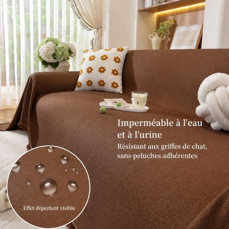 Jeté de canapé velours teddy imperméable marron moka 180x180 cm 180cm réf 6908 50 × 30 × 8 cm 1,8 kg – Livraison gratuite