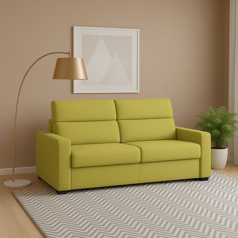 Dmora - Sofá fijo 2 plazas Letino, Sofá lineal para salón, acolchado, desenfundable, calidad 100% Made in Italy, 200x95 h100 cm, Verde (1/5)