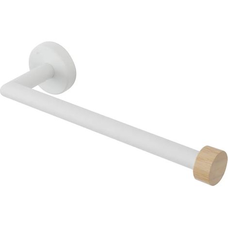 Portasalviette bagno a muro 25 cm bianco in acciaio e bambù Haiti (1/2)