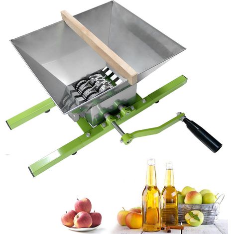 Froadp 7L Edelstahl Obstmühle Mobile Maischemühle Obst Schredder Rübenmühle mit Handkurbel Weinpressen Werkzeuge Set Schnitzelpressen Apfelpresse für Obstweine Fruchtsäfte Apfelsaft