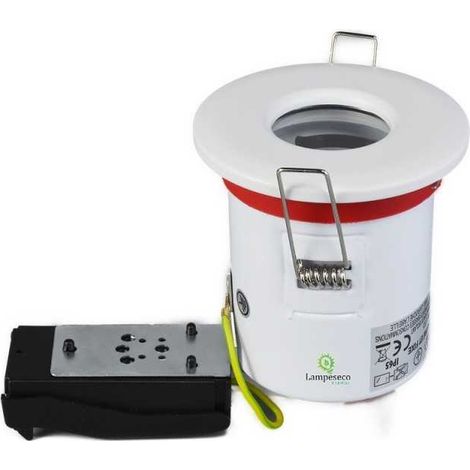 Lampesecoenergie – Support de spot étanche IP65 blanc 87mm – Douille GU10 automatique – Fixation rapide pour faux plafond – Conforme RT2012 (1/5)