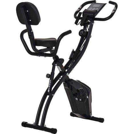 2-in-1 klappbares Heimtrainer-Fahrrad mit magnetischem Widerstand, 8 Stufen, Schwarz (1/4)