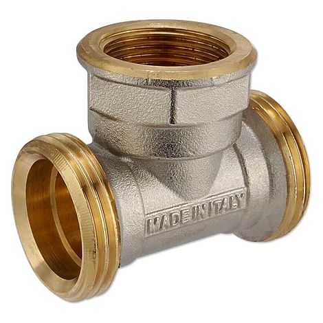 Messing T-Stück für Klemmringverschraubung 1'' Eurokonus - 3/4'' IG - 1'' Eurokonus