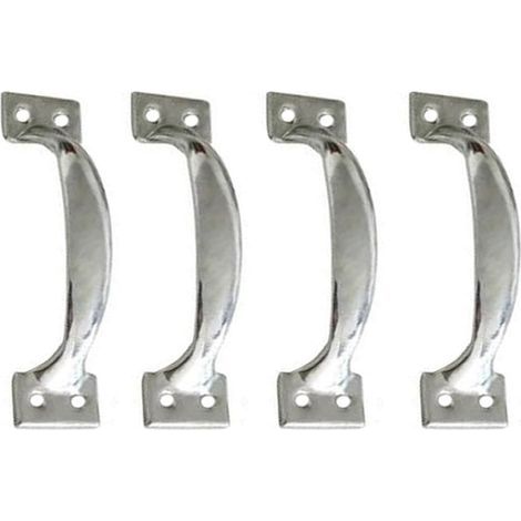 Lot de 4 poignées de porte de grange vintage pour armoires de cuisine, centre du trou : 101 mm, fer argenté (1/5)