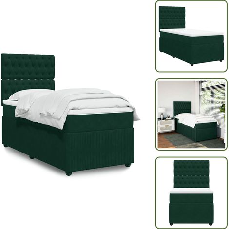 Sommier à lattes de lit avec matelas Vert foncé 100x200 cm - Sommier À Lattes De Lit - Sommiers À Lattes De Lit - Lit - Meuble De Chambre À Coucher (1/5)