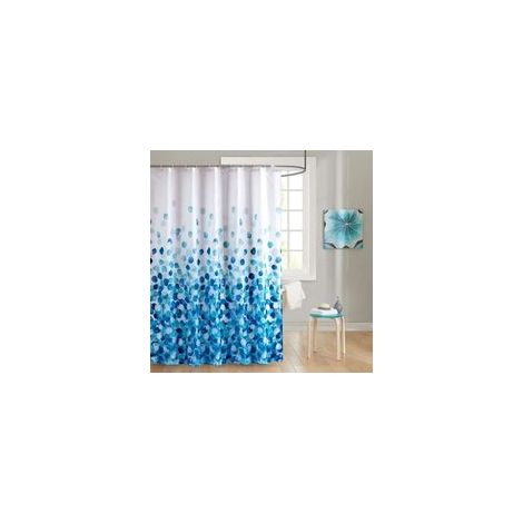 SC Wasserdichter, schimmelresistenter Duschvorhang aus Stoff mit Haken, antibakteriell, maschinenwaschbar, blau, 180 x 180 cm (1/5)