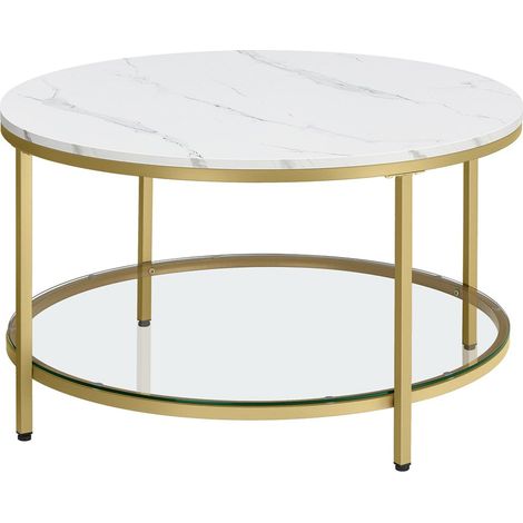 Mesa de centro mesa de salón mesa de sofá mesa de aperitivos efecto mármol 80 x 46 cm tablero de cristal templado fácil de montar para salón de estilo moderno 120007493