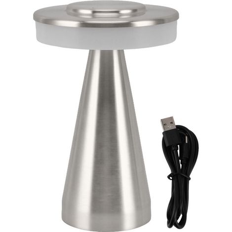 Jeffergarden Lampe de chevet LED Portable, 3 couleurs de température, commande tactile supérieure, batterie Rechargeable, lampe de chevet, argent (1/5)