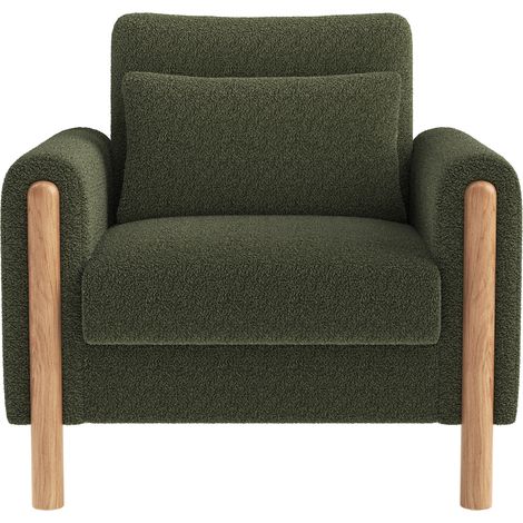 Poltrona relax verde in tessuto teddy con braccioli e cuscino spesso MODENUIT (1/5)