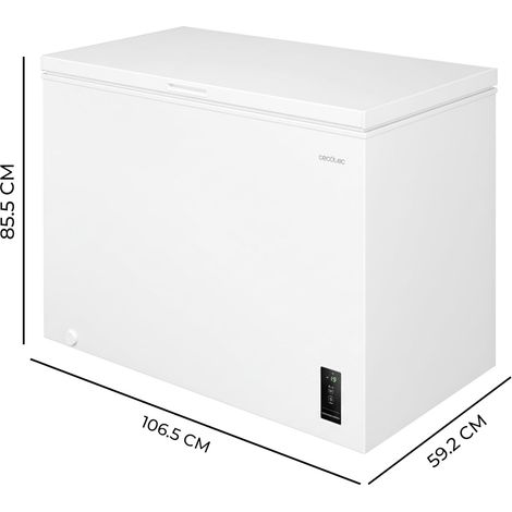 Cecotec Congelador Horizontal 293L Bolero CoolMarket Chest 293P White E. Cesta con Asas, Control Electrónico LED, UltraContact D-Cool, Dual Function, Puerta ZeroG (80º-30º), Fast Freezing, Compacto (1/2)