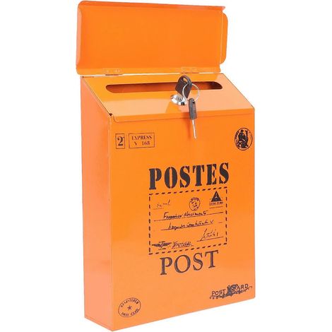 Boîte aux lettres vintage en fer pour rangement lot de 2 boîtes aux lettres murales orange (1/5)