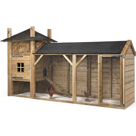 Fatmoose Hühnerstall Henhouse Haven aus Holz mit Auslauf - 330x110x190 cm