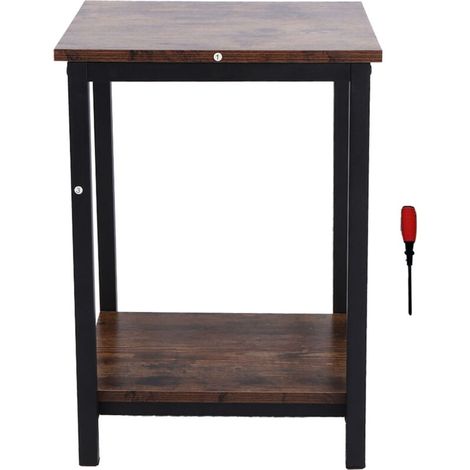 Jeffergarden Meuble de rangement simple à double niveau, table d'appoint industrielle pour salon ou chambre