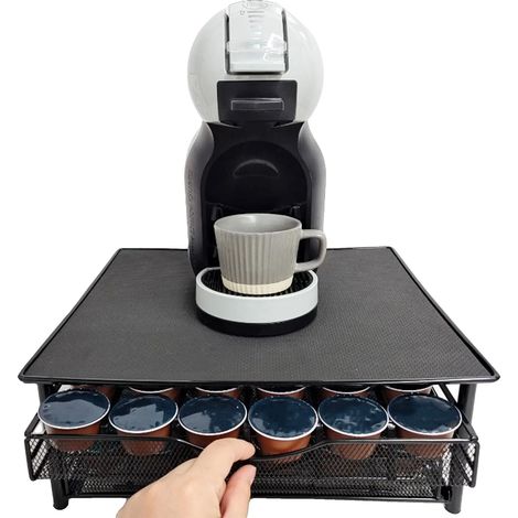 Porta capsule di caffè a doppio strato, in metallo antiruggine, nero. (1/2)