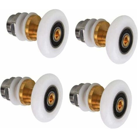 Lot de 4 Roulettes pour Cabine de Douche, Roulettes de Remplacement pour Porte Coulissante, 25 mm (1/5)