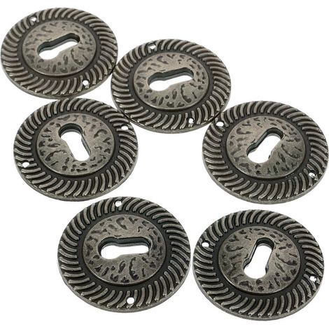 Lot de 6 cache-serrures ronds vintage en alliage zinc décoratif (1/5)