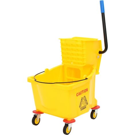 Mop Bucket with Wringer and Wheels Yellow 36 L Polypropylene vidaXL (1/5)