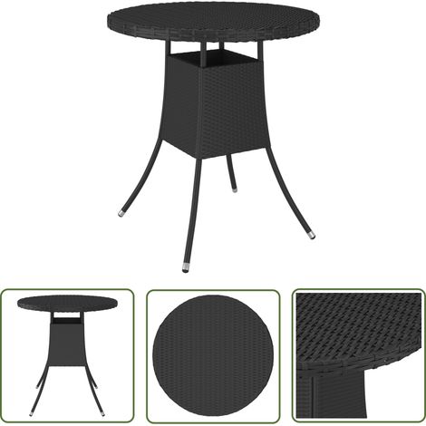 The Living Store Table de jardin Noir 70x70x73 cm Résine tressée - Table De Jardin - Table Extérieure - Mobilier De Jardin - Table Ronde - Résine Tressée (1/5)