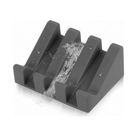 Modern Silicone Soap Dish - Anti-Slip - Elegant Design Soap Holder for Bathroom or Kitchen - Sloped Surface with Water Drain to Better Preserve Soap (1/5)